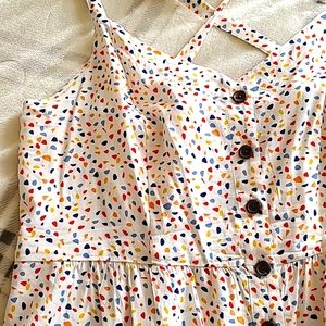 Banana Republic terrazzo button-front sundress cream/red/orange/blue/yellow XL
